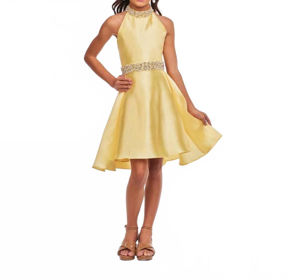 NEW ASHLEYLAUREN halter cocktail dress in yellow